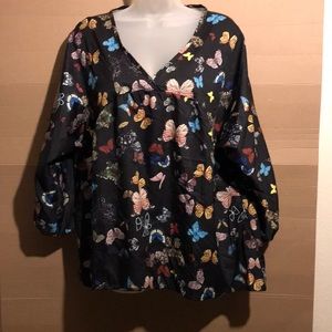 3XL Butterfly Long-Sleeves Blouse